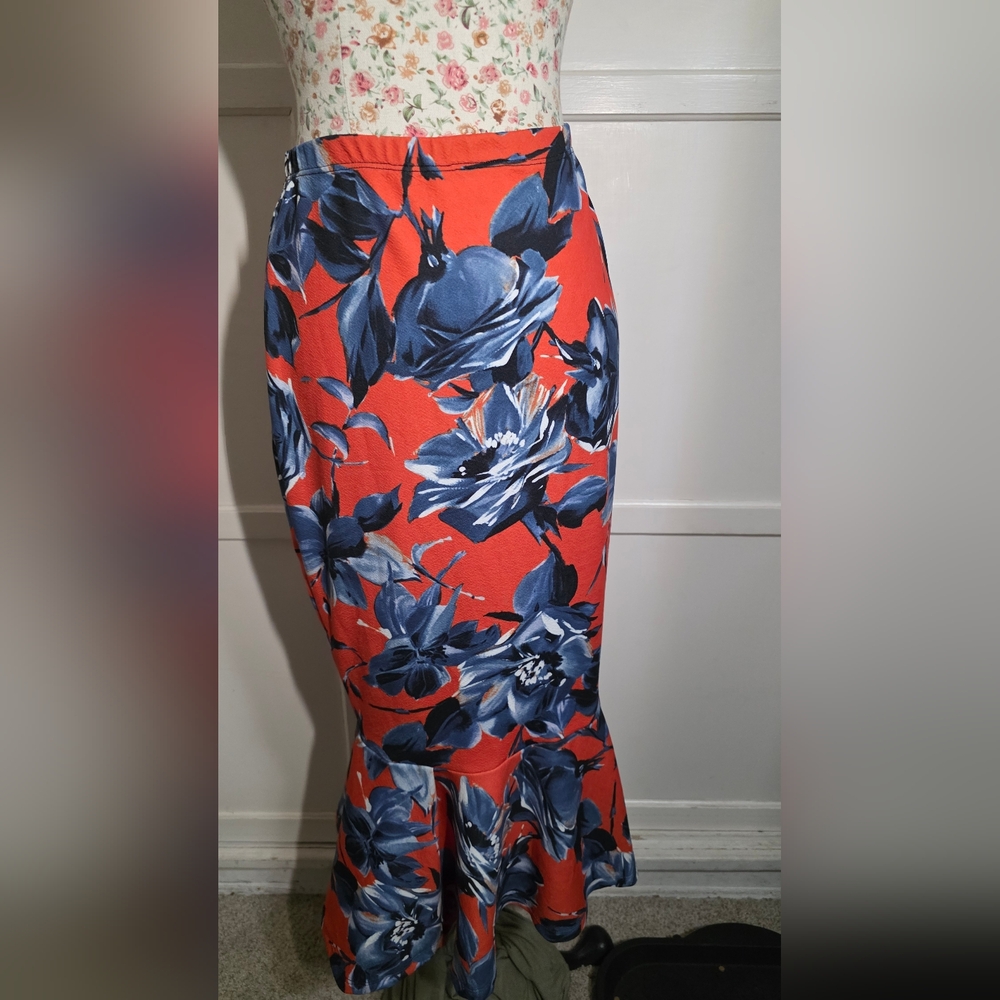 Rue 107 Orange Ruffled Midi Skirt Cocktail Size 1X